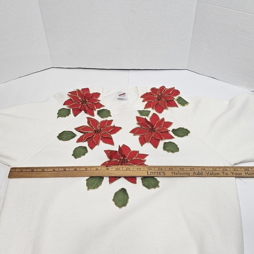 Jerzees White Sweatshirt with Red and Blue Accents - Picture 3 of 14